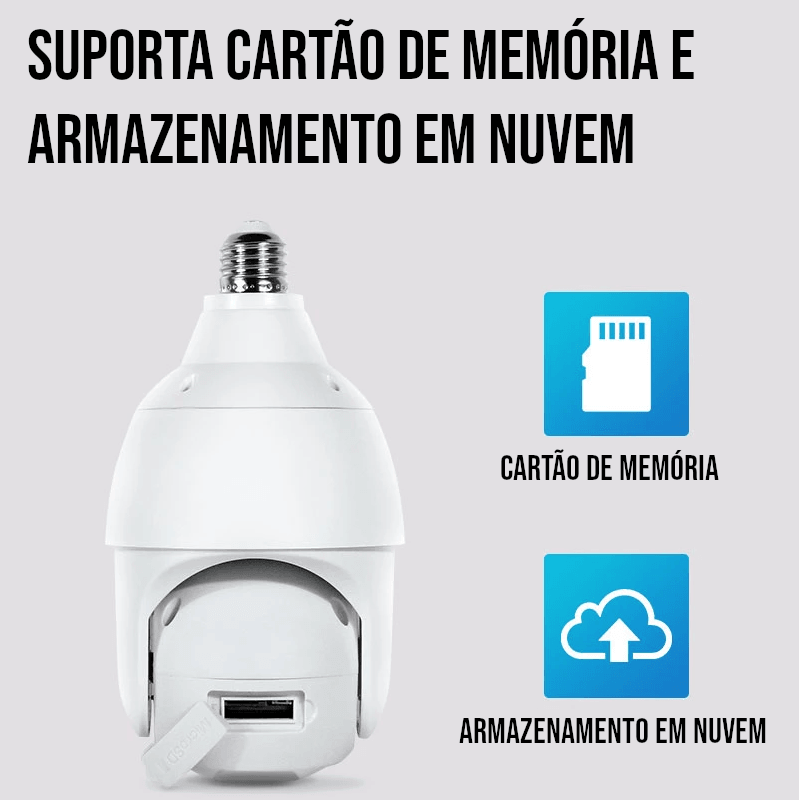 Câmera de Segurança Giratória 360° Wifi - (Compre 1 Leve 2)
