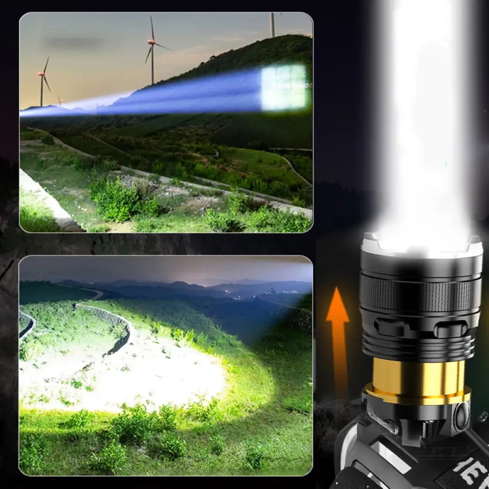 Lanterna de Cabeça Zoom Ultra Potente - Carregamento USB