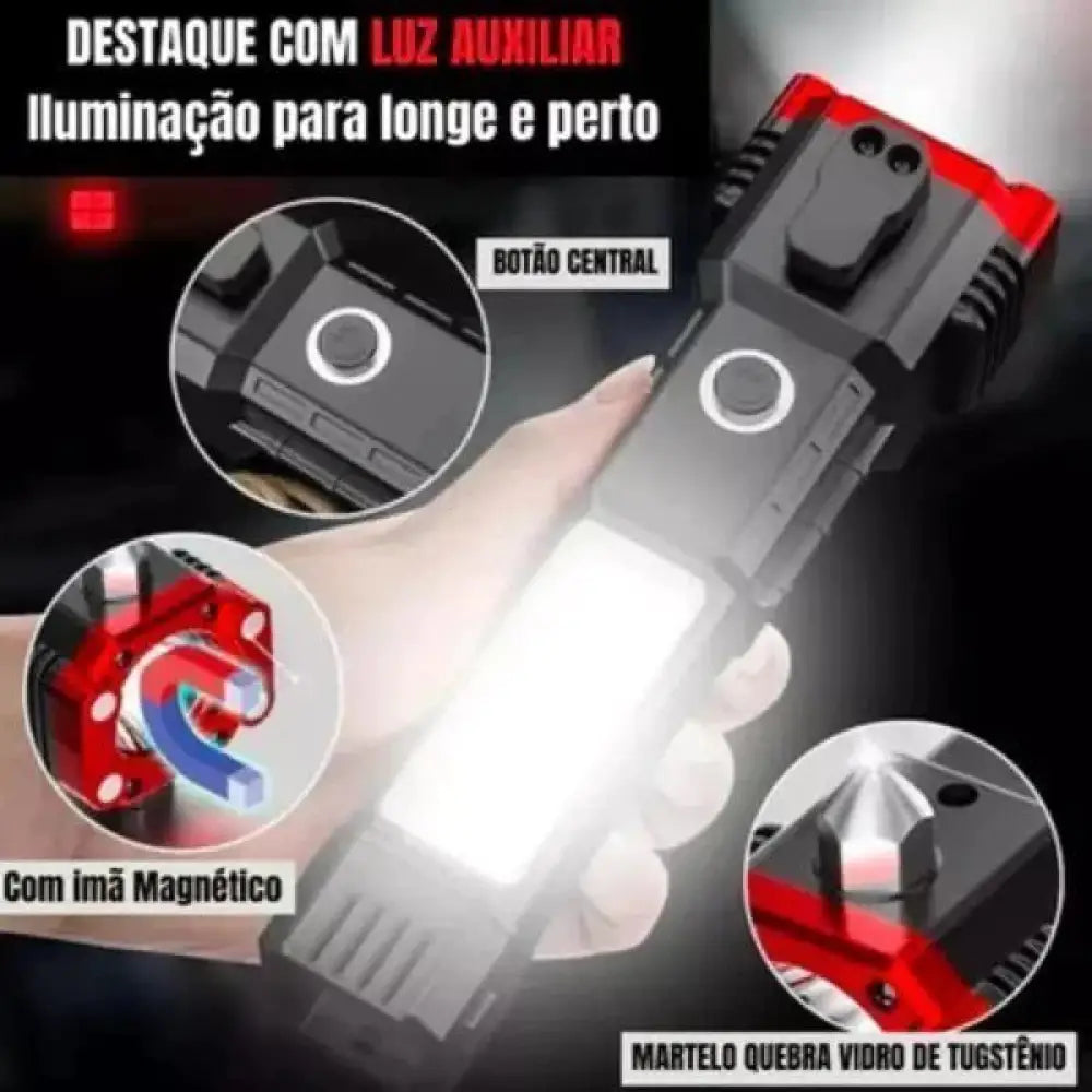 Lanterna Tática Multifuncional 4 em 1 - Ultra Potência (Pague 1 Leve 2)