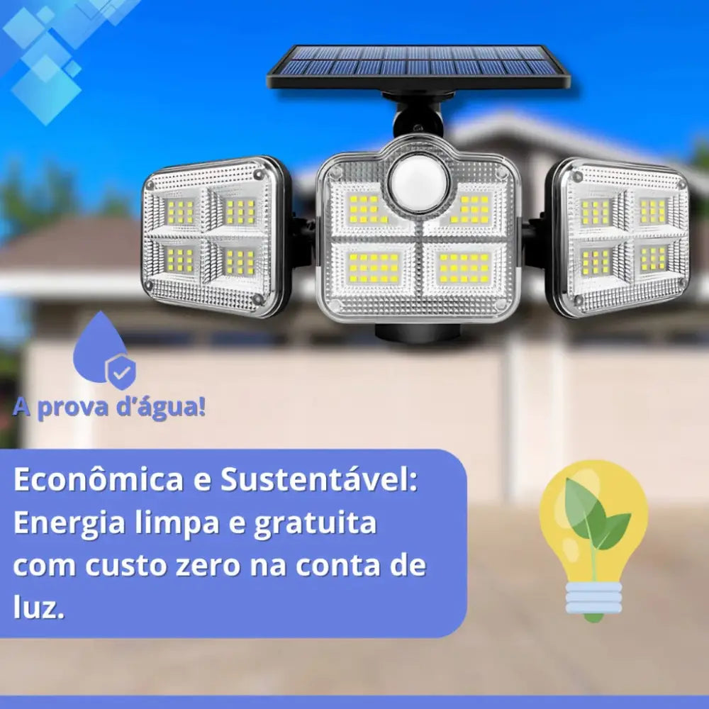 Refletor Led Solar Com 3 Cabeças 800W - SolarFlash