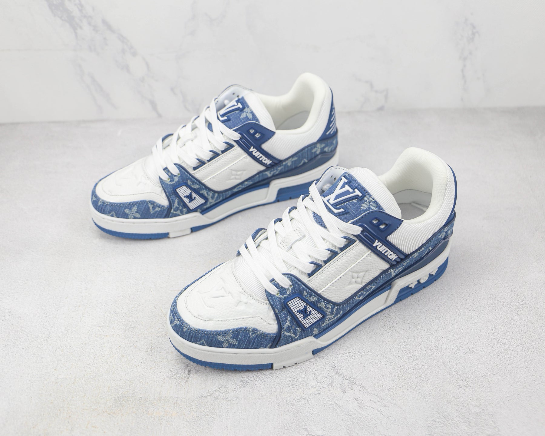 Louis Vuitton LV Trainer Monogram Denim White Blue