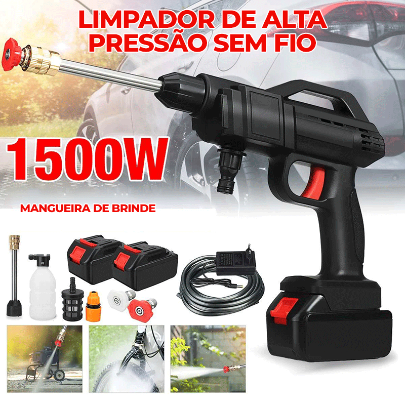 Lavadora Jato de Alta Pressão Sem Fio 1500W Bateria 18V