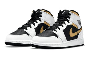 Jordan 1 Mid White Gold Black