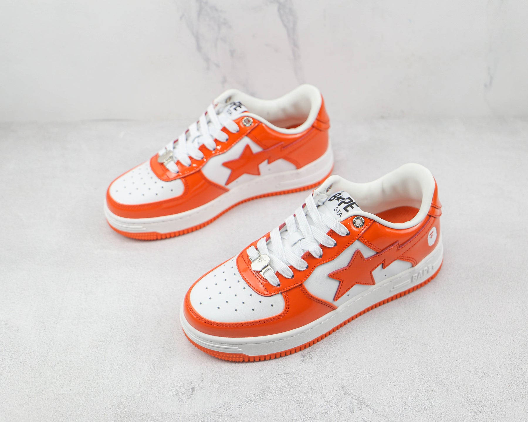 Bape Sta Patent Leather Orange White