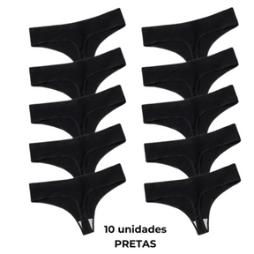 Kit de 10 Calcinhas Fio Dental em Algodão sem Costura