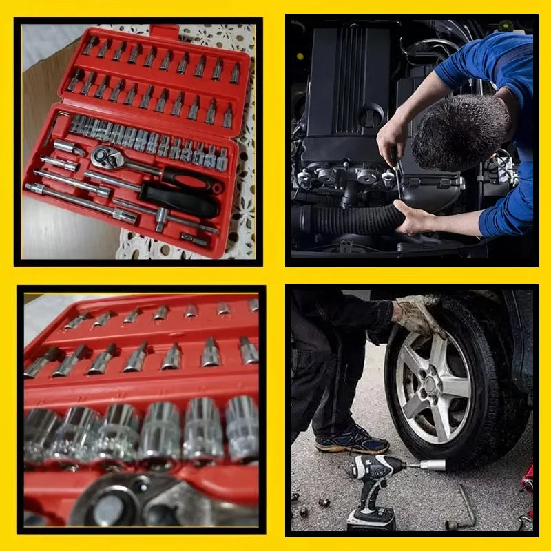 Kit Ferramentas Completo de 46 Peças de Aço com Maleta