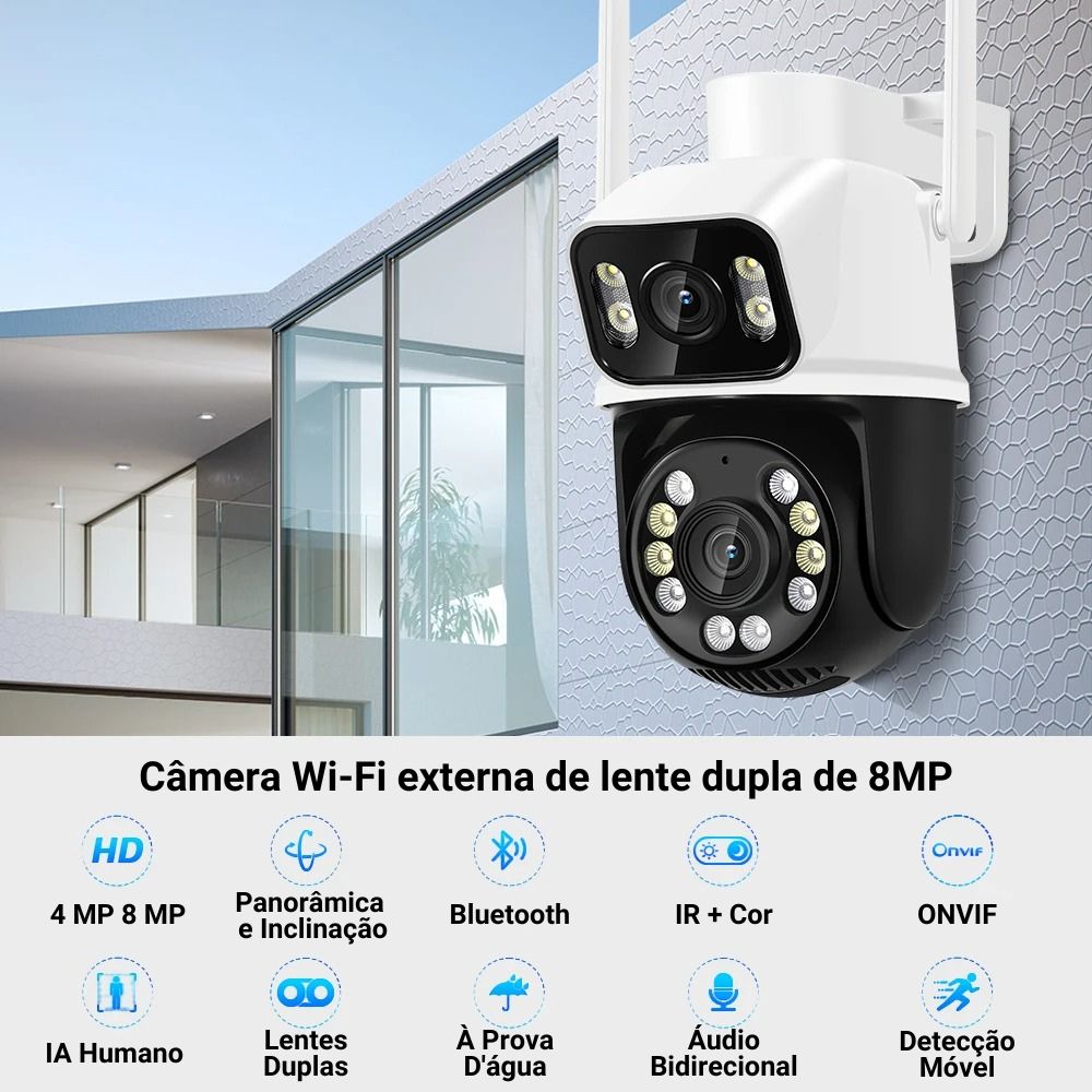Camera de Segurança Wifi | Dupla Lente 6MP 4K