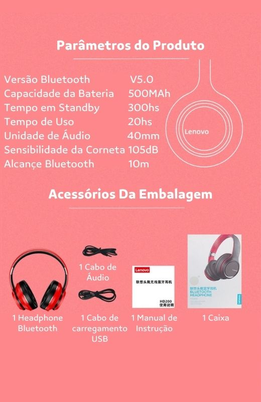 Headphone Bluetooth Dobrável HD200