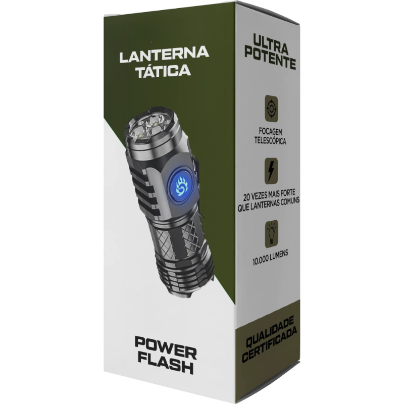 Lanterna Tática Portátil Power Focus - (Pague 1 Leve 2)